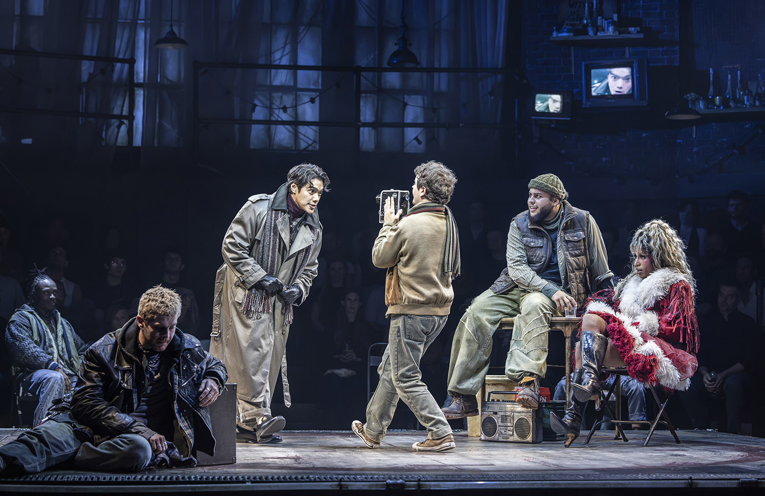 Rent 10 RENT. Travis Ross Roger Joaquin Pedro Valdes Benny Gaten Matarazzo Mark Billy Nevers Collins and Jeevan Braich Angel. Credit Pamela Raith | MUSICAL TODAY